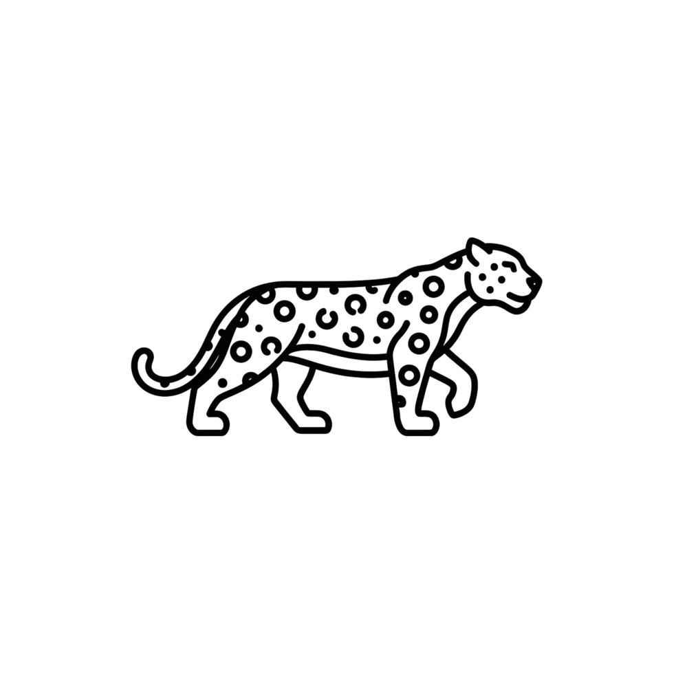 Leopard silhouette line art graphic design png