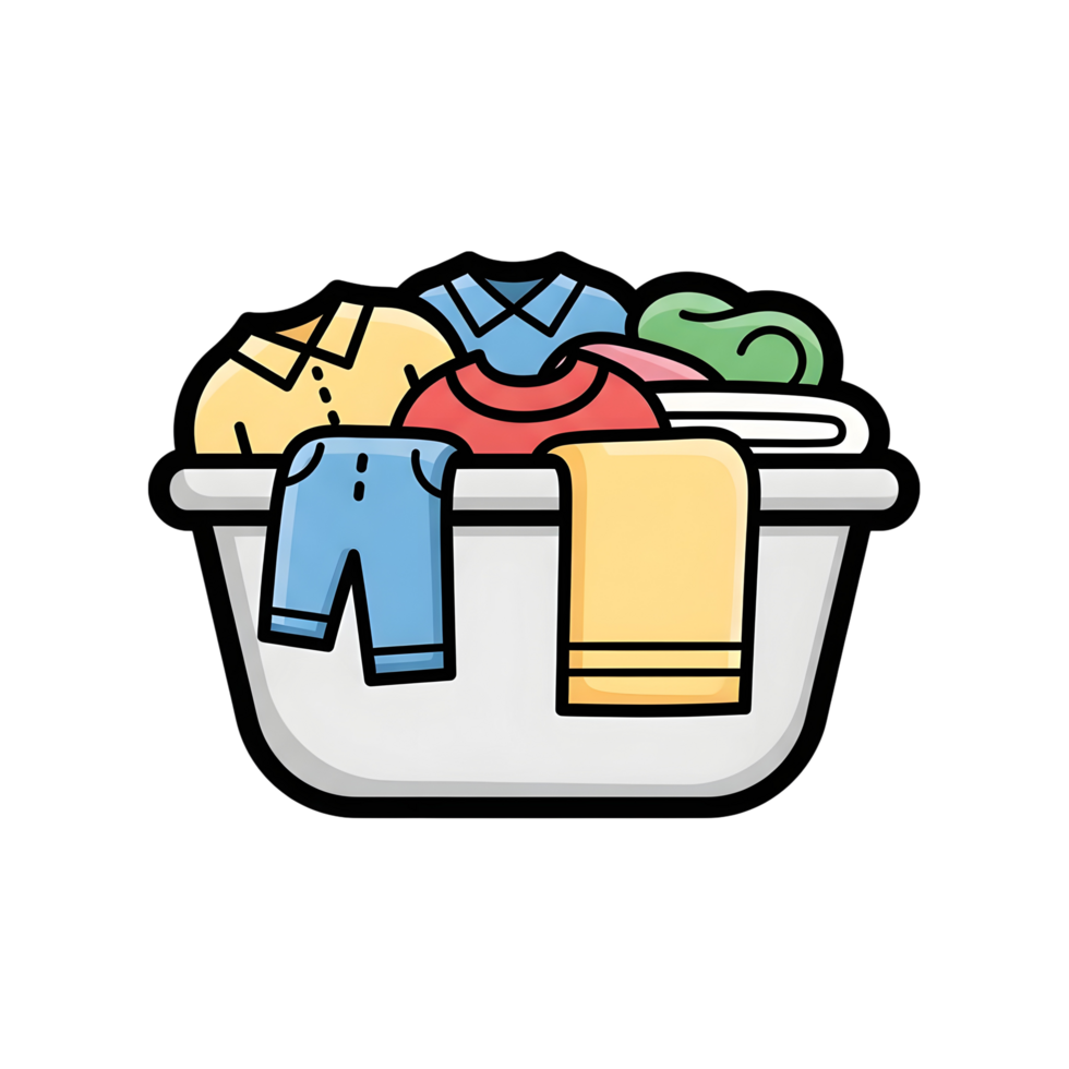 Colorful clothes in laundry basket image png