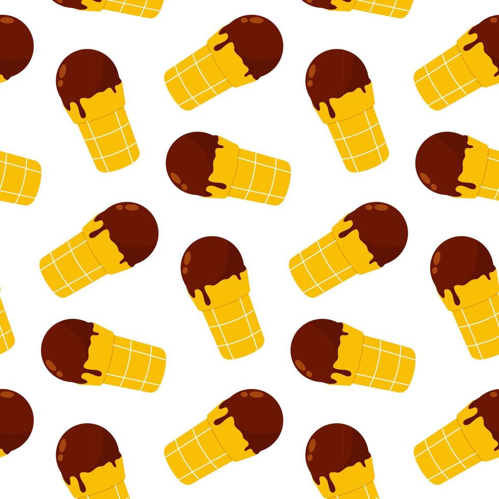 Colorful ice cream cones in a playful pattern on a white background for summer celebrations vector