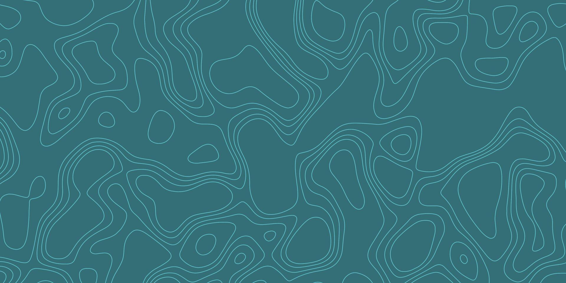 Abstract design showcasing contour lines in teal color palette with fluid shapes and organic forms vector
