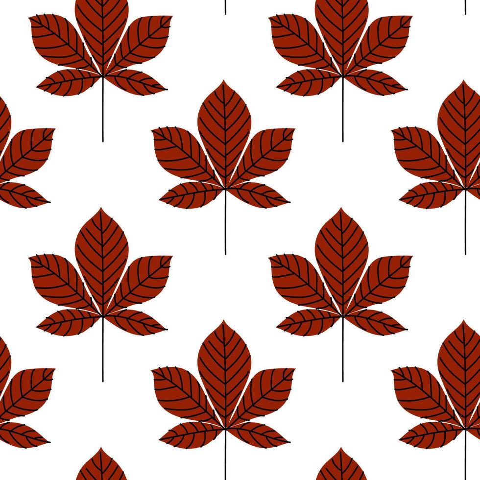 Repeated leaf pattern in rich brown showcasing autumn vibes on a clean white background vector