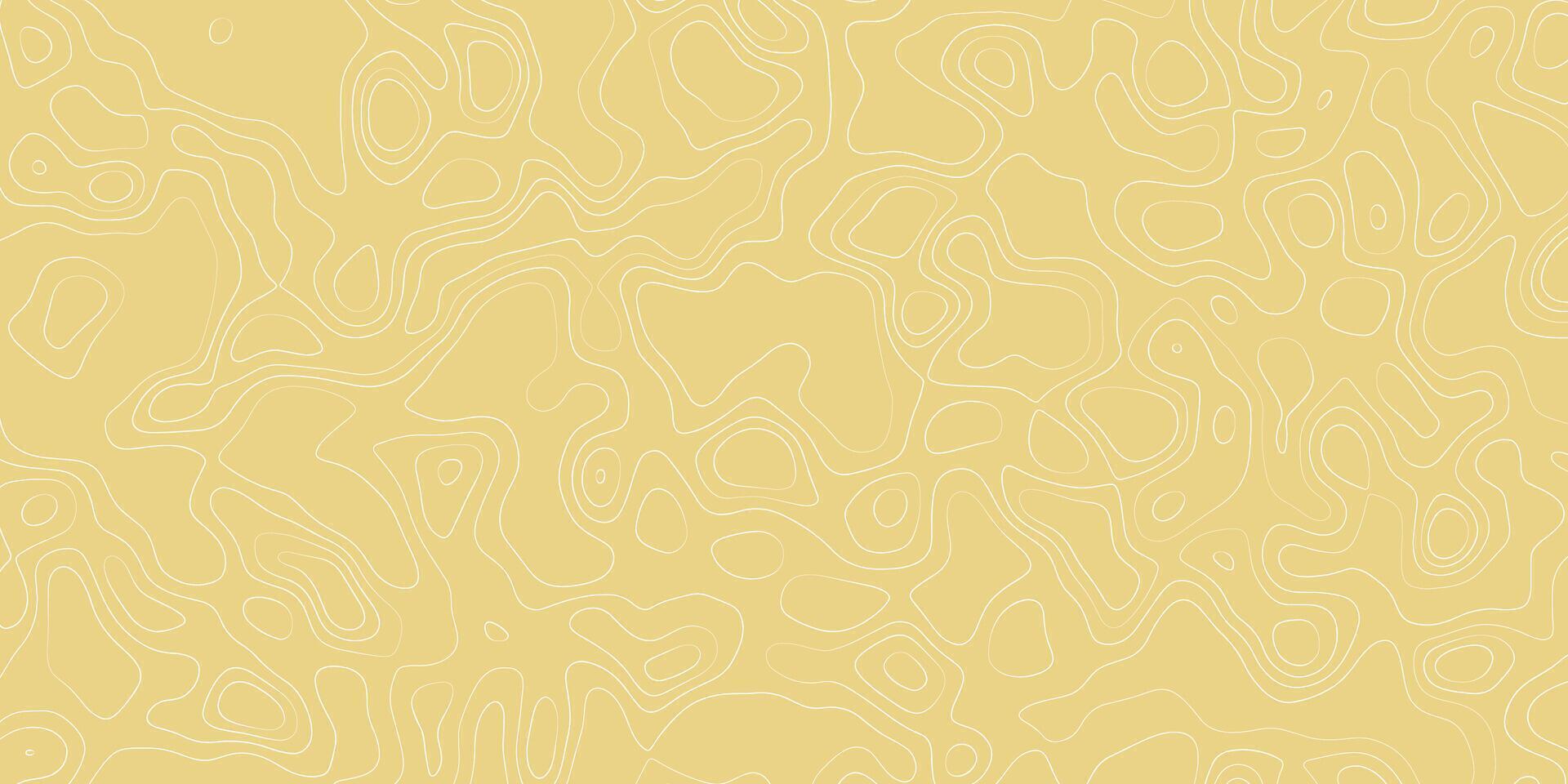 Intricate topographic lines create an abstract design in subtle yellow tones, revealing a unique landscape pattern vector