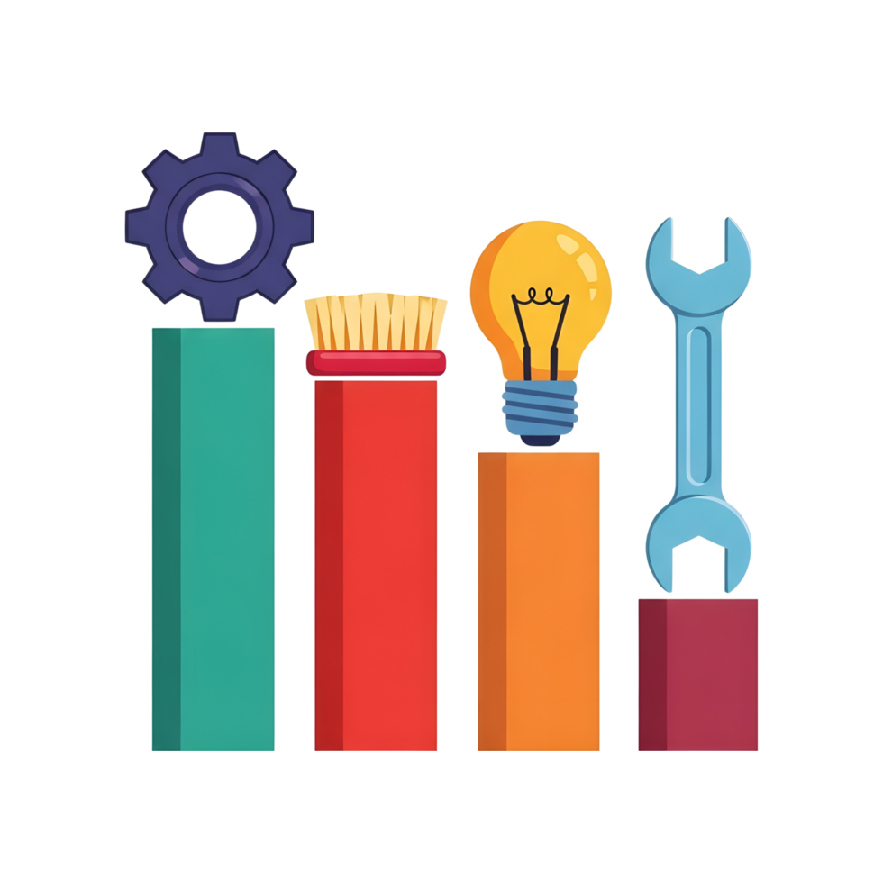 Colorful business tools graph design png