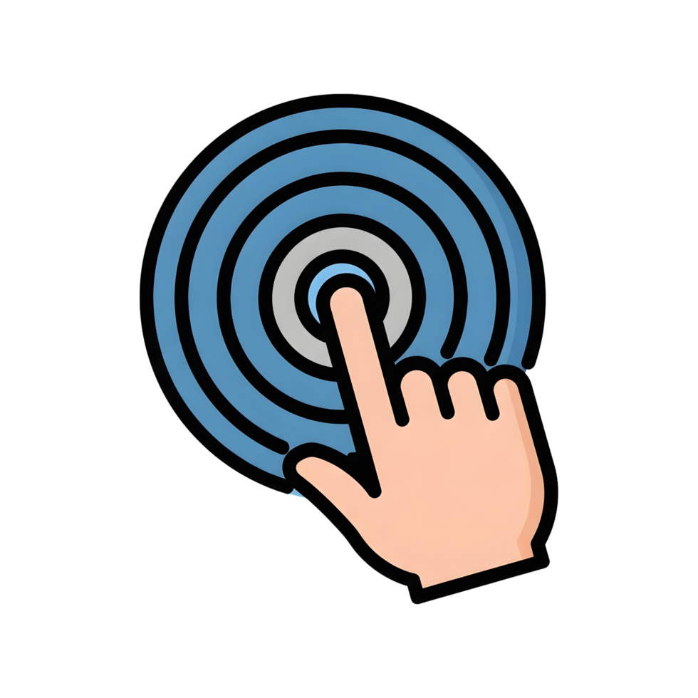 Hand touching digital interface graphic png
