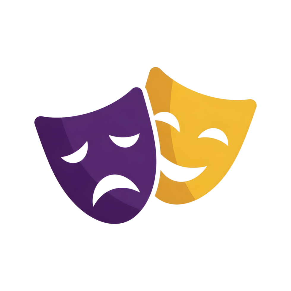 Two theatrical masks sad and happy png