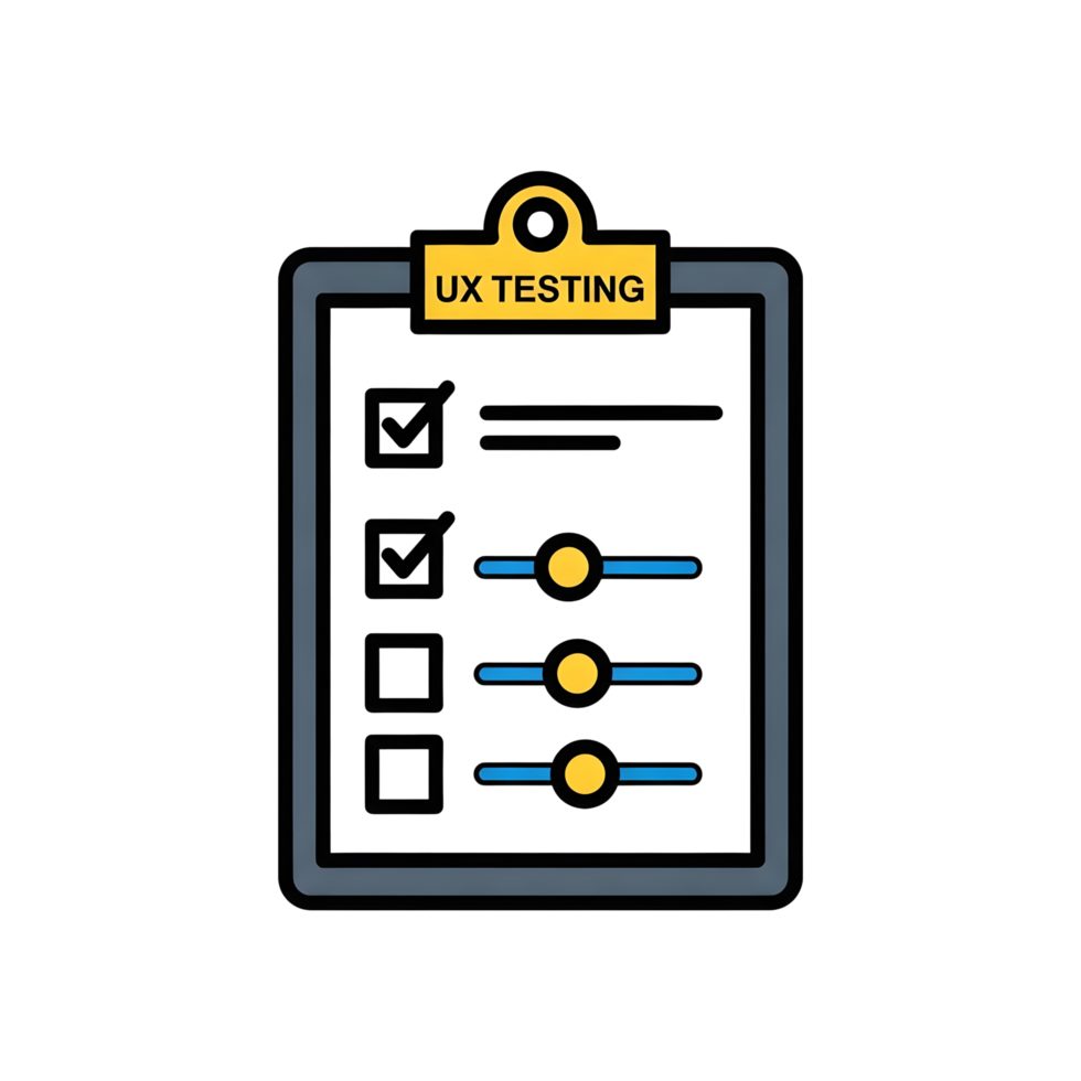 Clipboard with checklist for ux testing png
