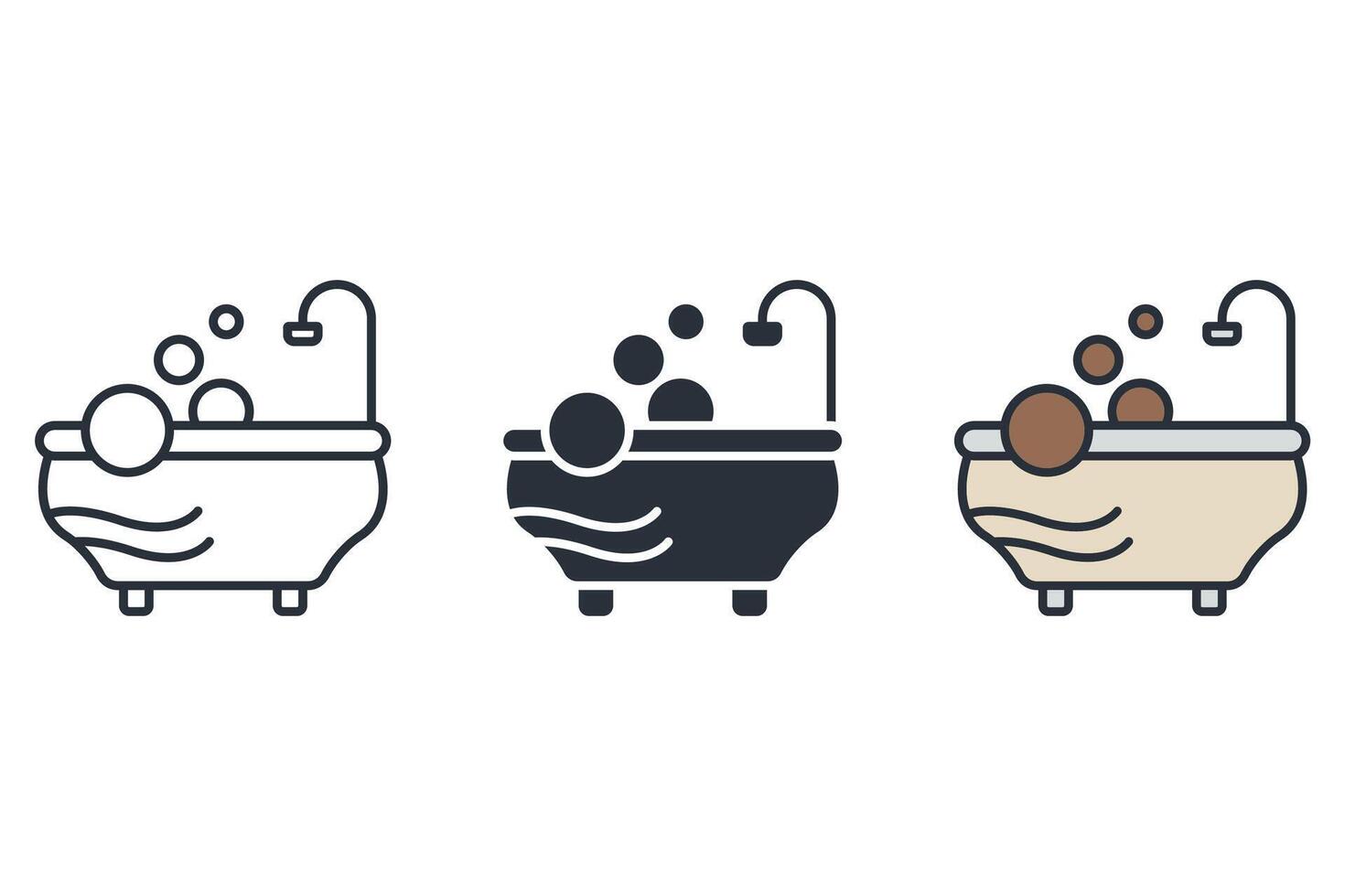 shower bath icons set color style vector