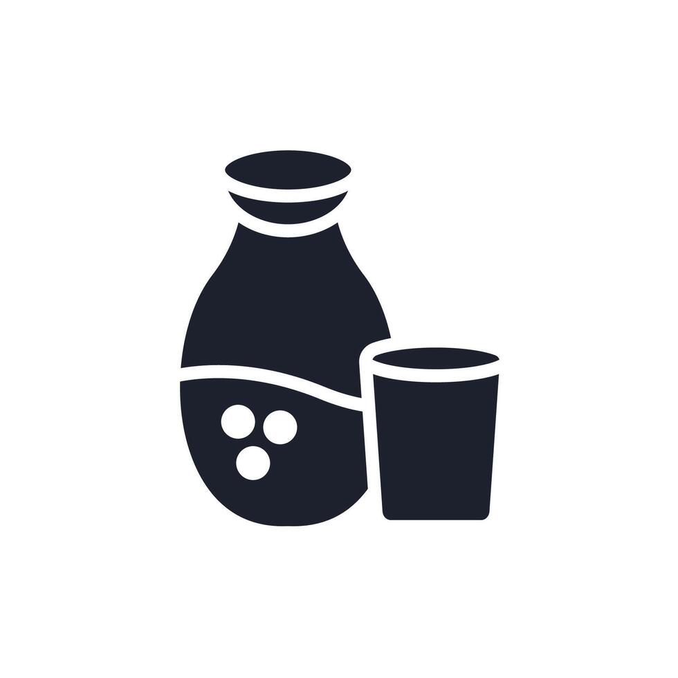 sake flat icons collection vector