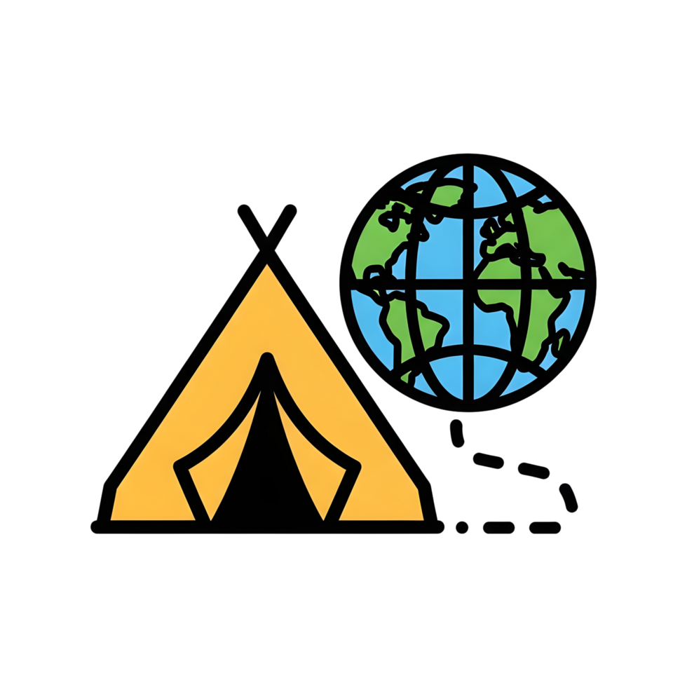 Camping and global exploration illustration png