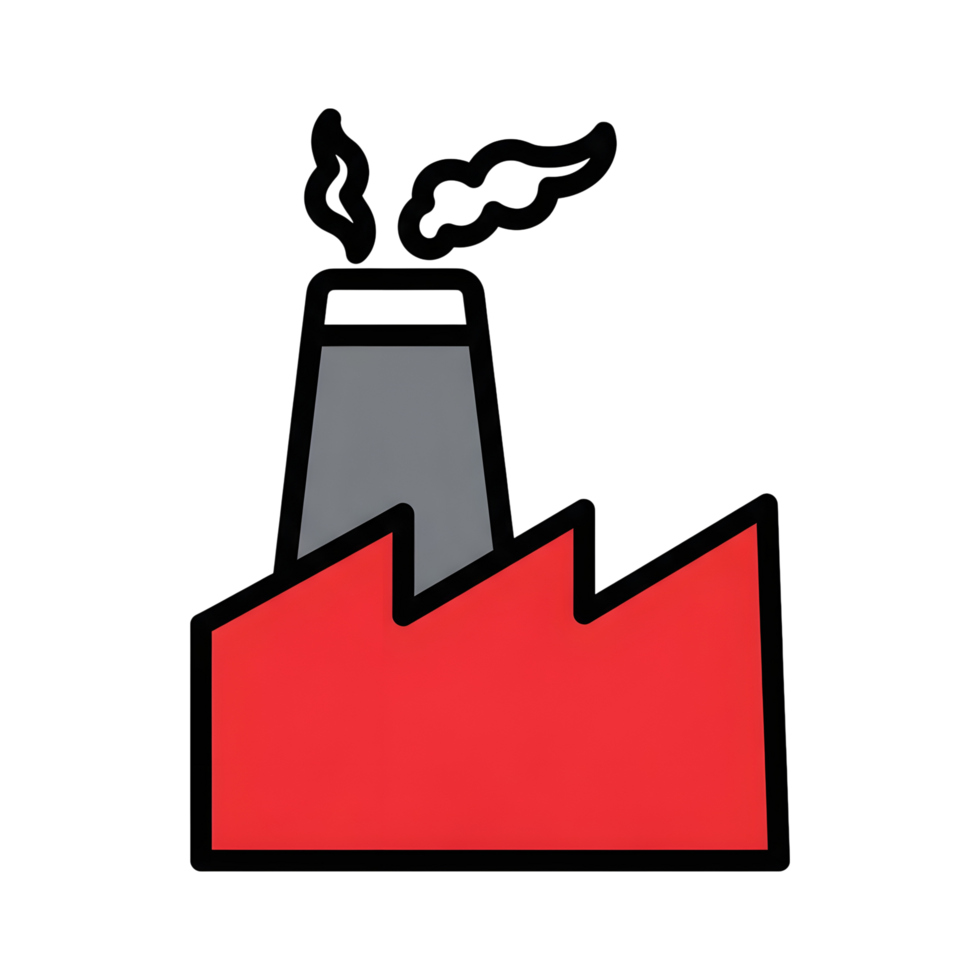 Red and grey industrial factory icon png