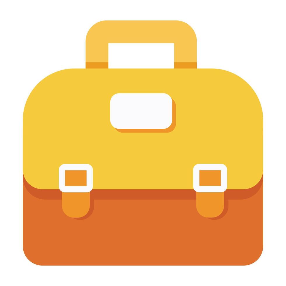 Flat design yellow and orange school bag icon isolated on white background vector