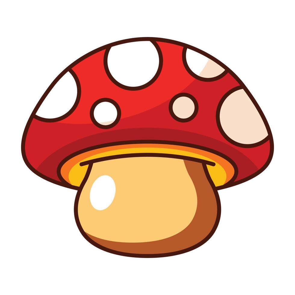 Red spotted mushroom cartoon icon isolated on white background vector
