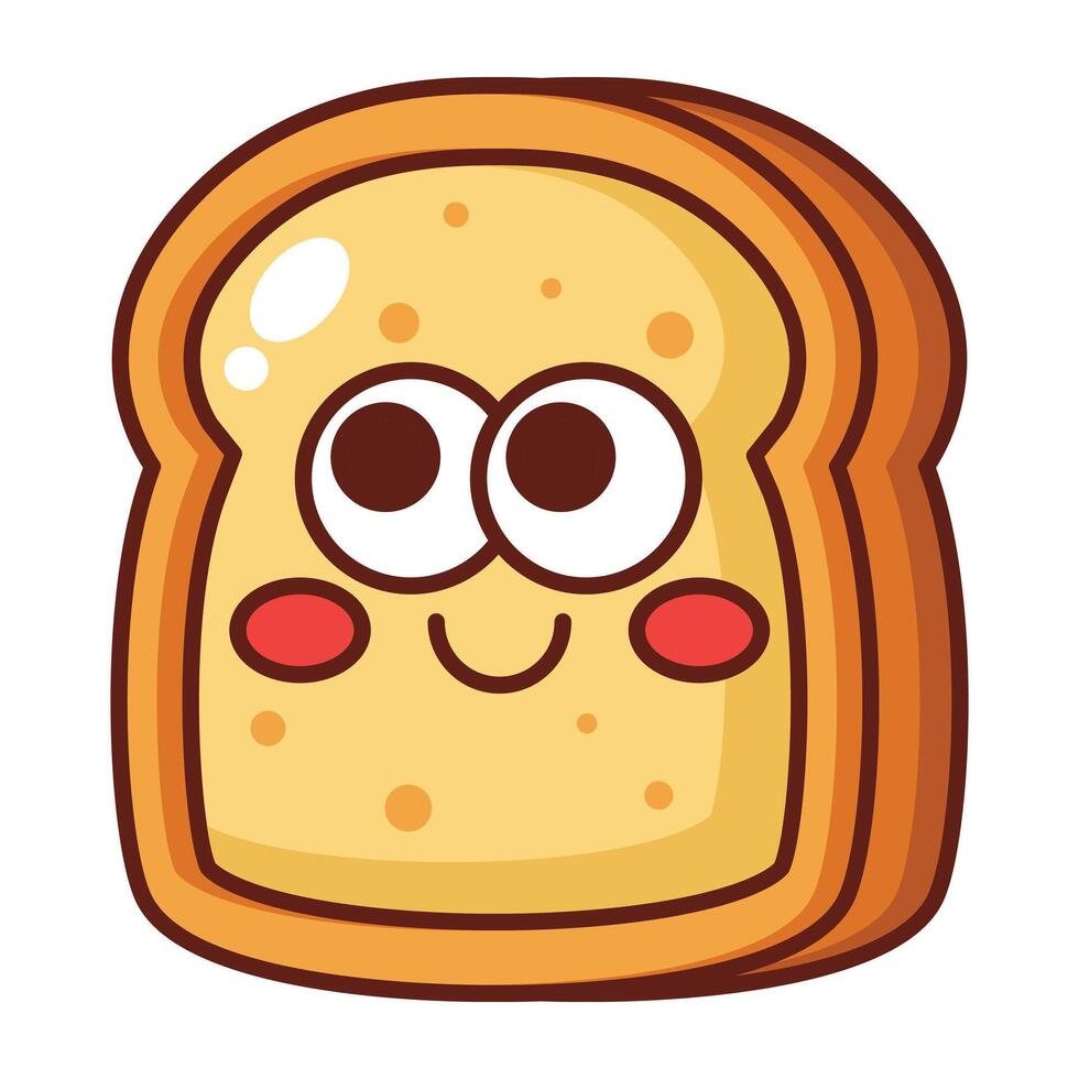 Cute smiling bread slice cartoon character isolated on white background vector