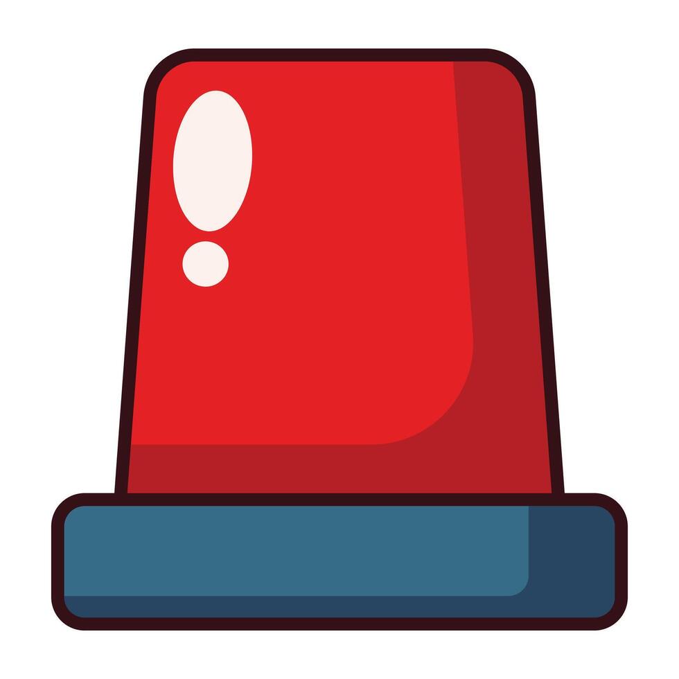 Red emergency siren icon cartoon style isolated on white background. vector