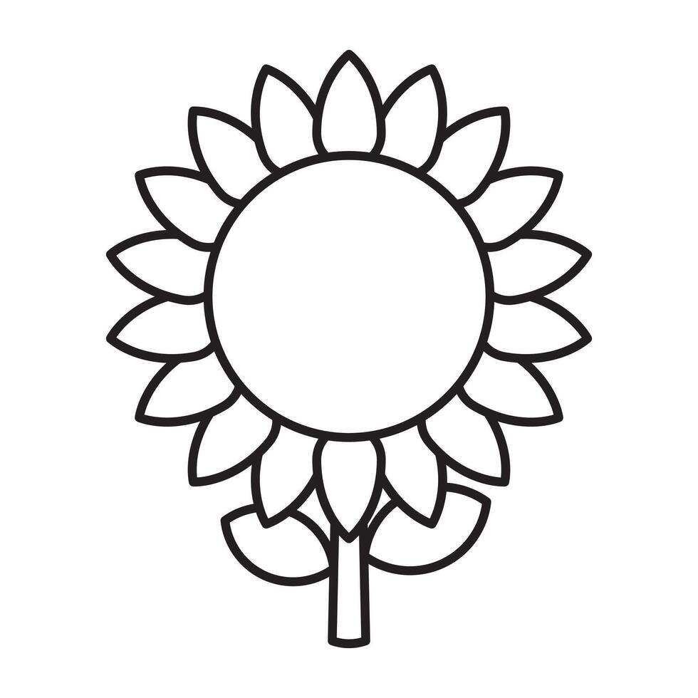 Sunflower outline icon isolated on white background vector