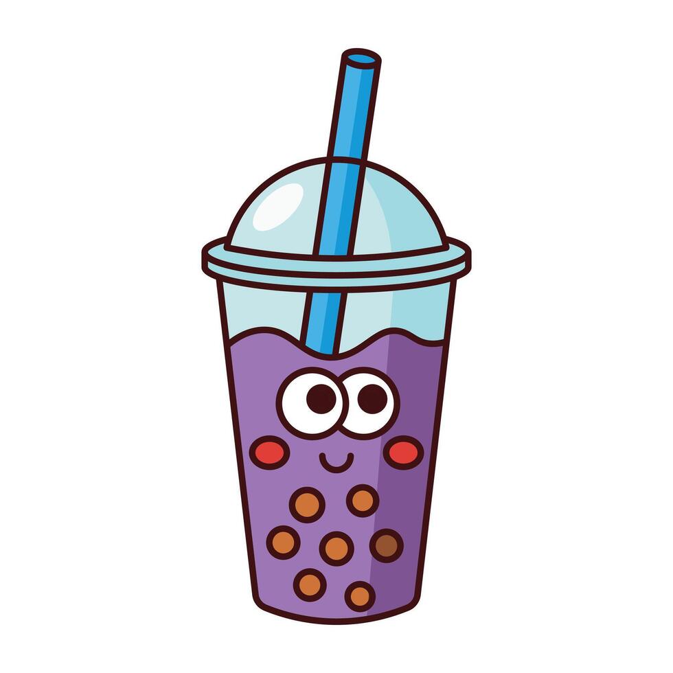 Cute purple bubble tea icon isolated on white background vector
