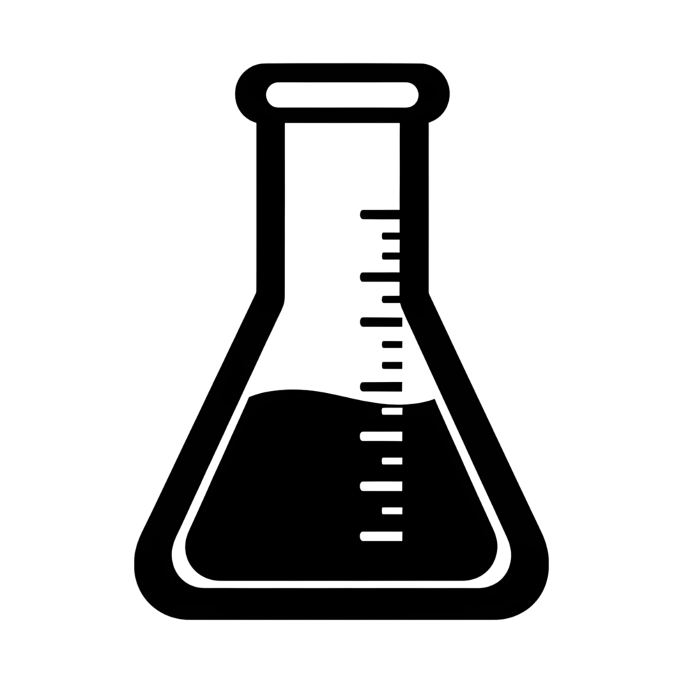 Outlined laboratory flask graphic png