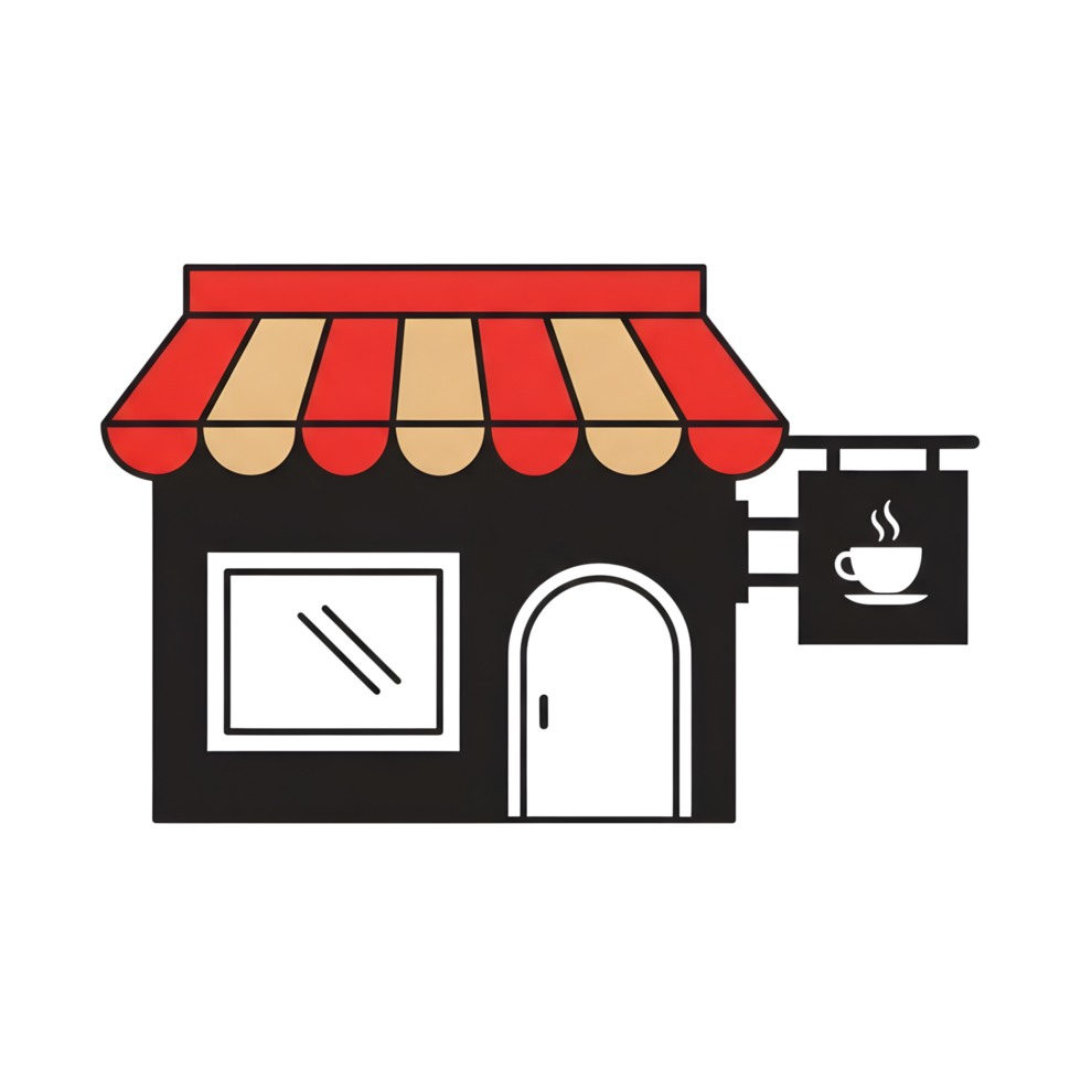 Coffee shop building illustration png