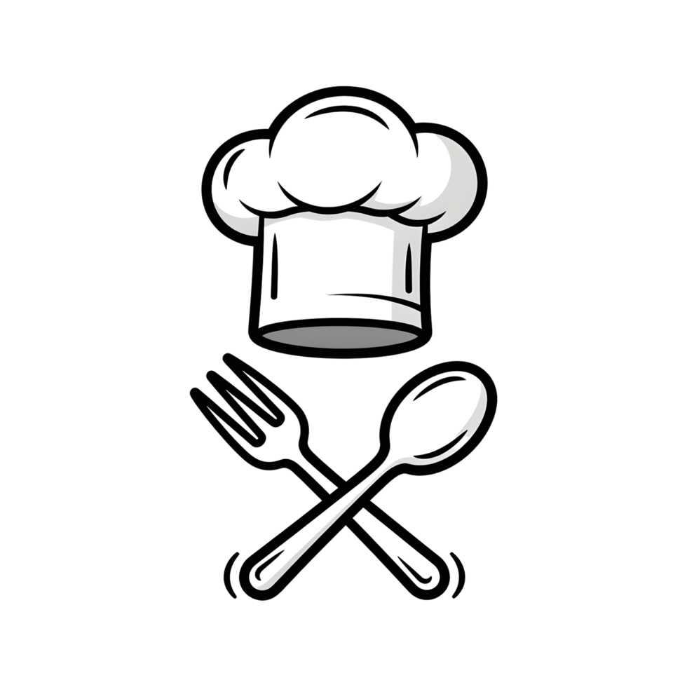 Chef hat with crossed utensils design png