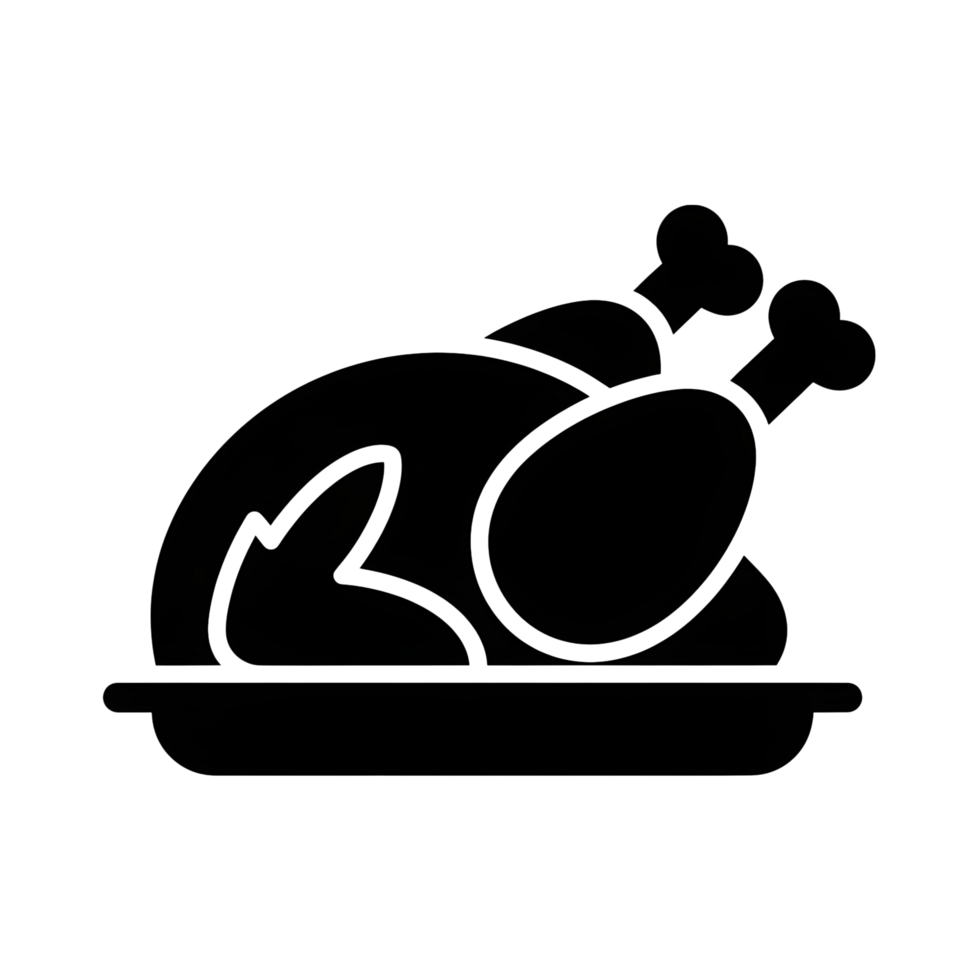 Simple outline roasted chicken icon png