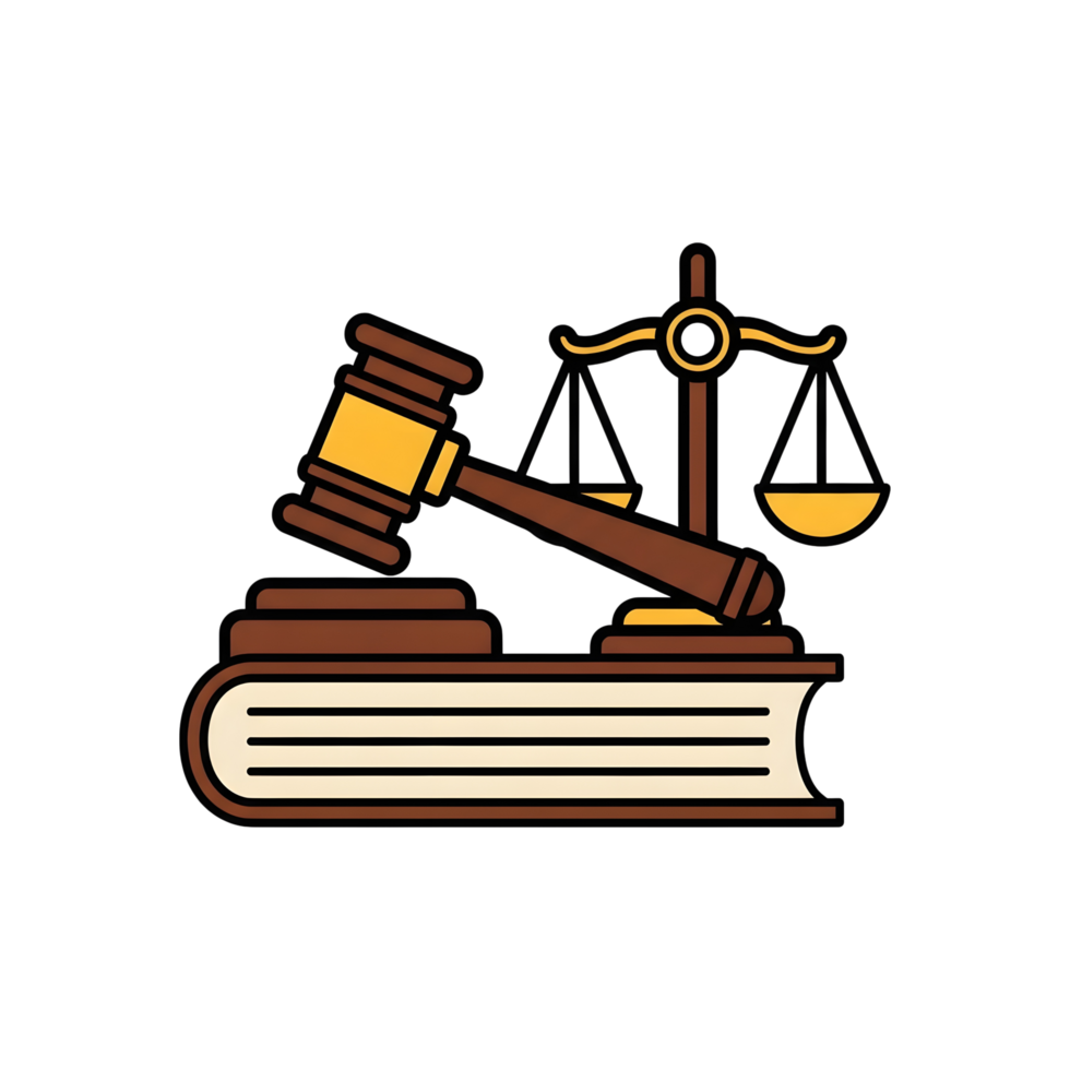 Justice gavel scales book illustration png