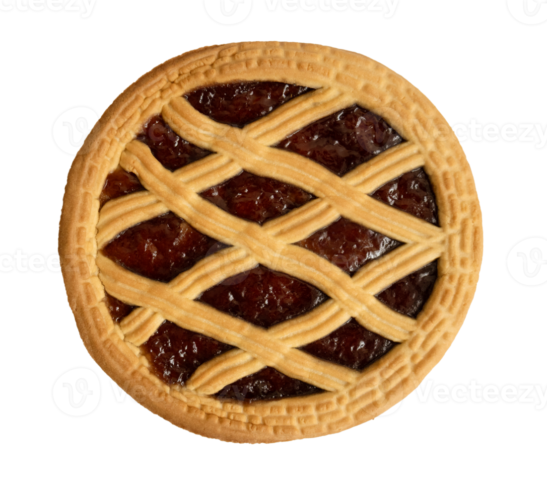 Cherry pie with a golden lattice crust on a transparent background png