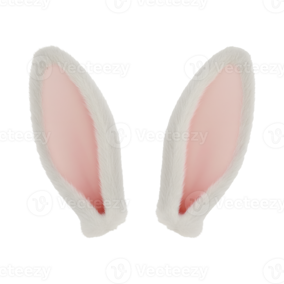 Fluffy white and pink bunny ears isolated on a transparent background for Easter png