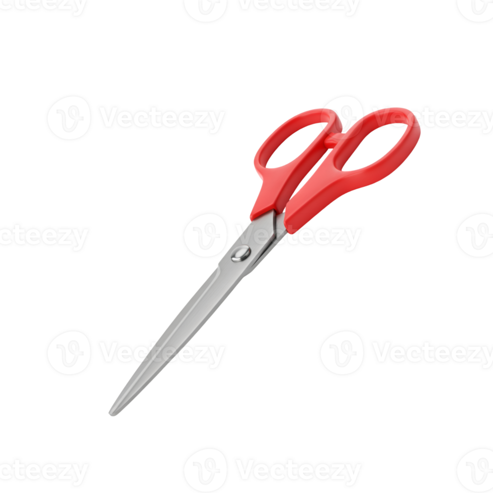 Isolated red handled scissors on transparent background for graphic design needs png