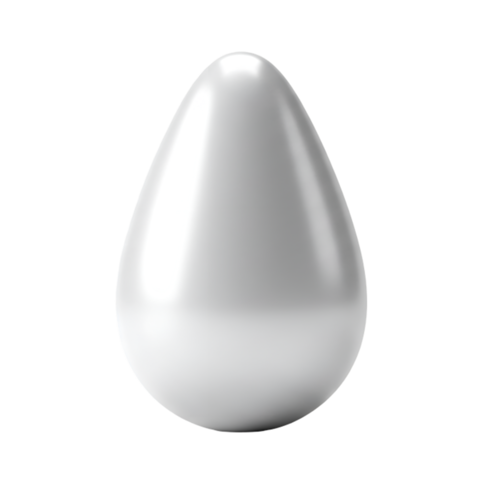 Elegant teardrop-shaped 3D rendered object with a smooth shiny surface isolated png