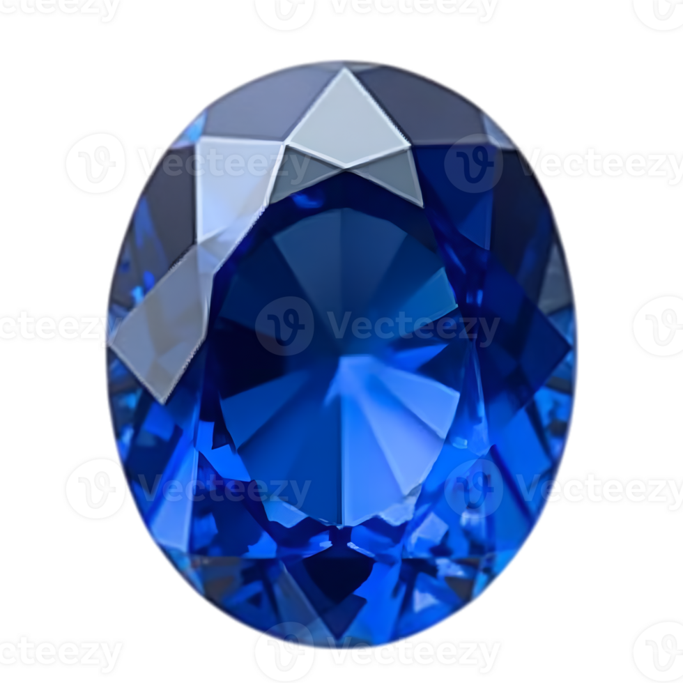 Elegant Sapphire Gemstone with Intricate Facets and Rich Blue Hue on Transparent Background png