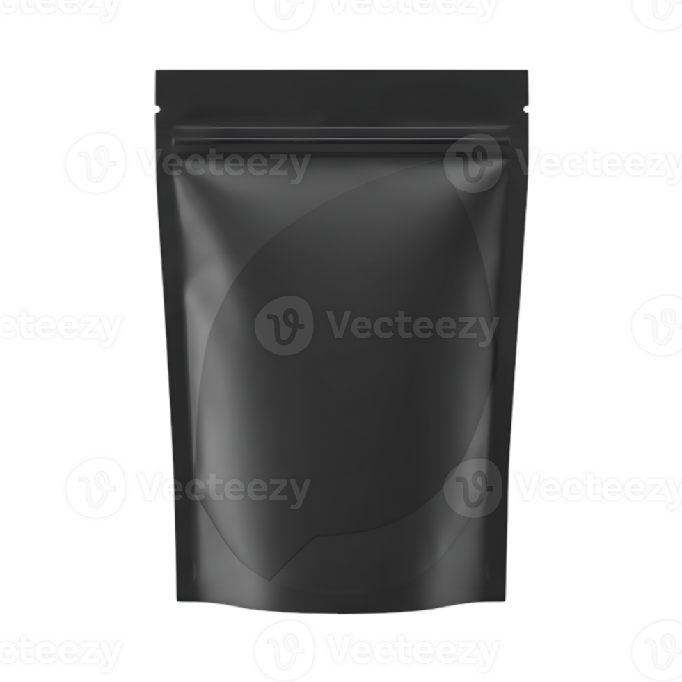 Sleek and Modern Black Stand-Up Pouch Mockup with Transparent Background for Packaging Design png