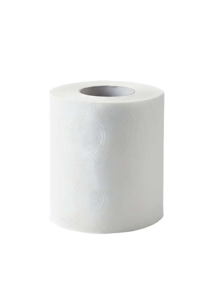 Isolated roll of white toilet paper on transparent background file png