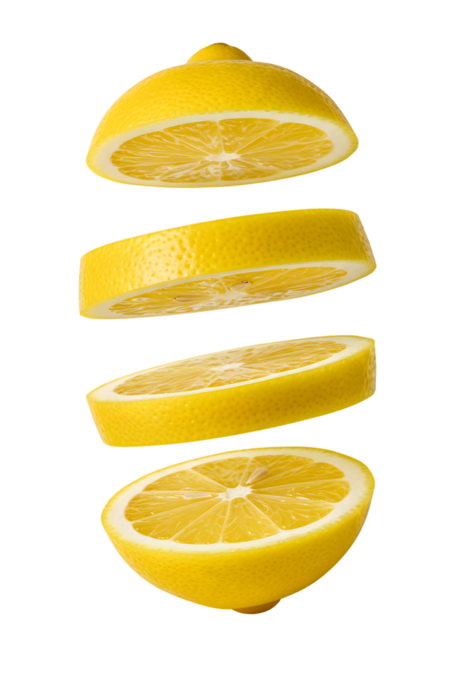 Floating Lemon Segments, A Zesty Citrus Composition with Transparent Backdrop png