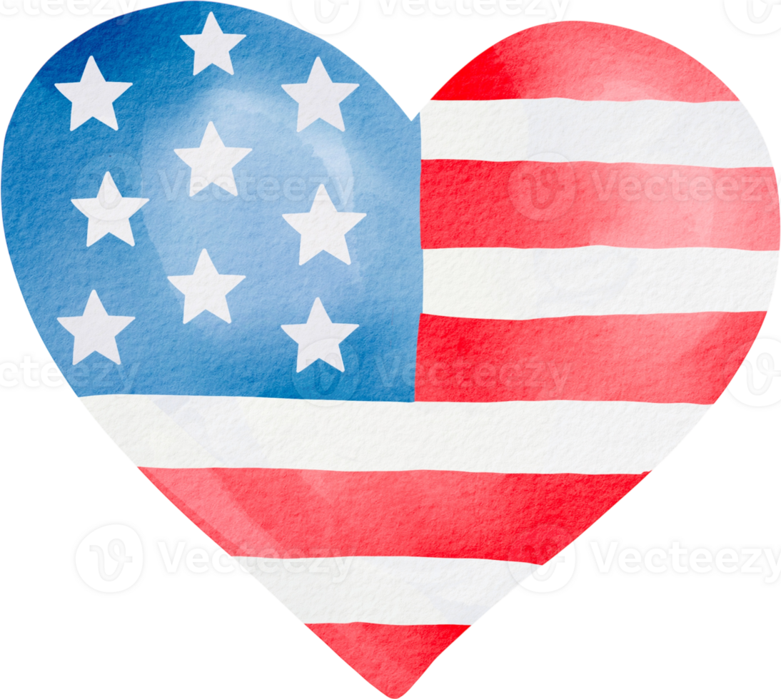 Heart with USA flag design png