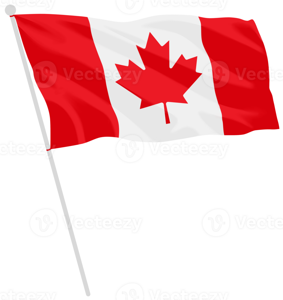 Waving Canada flag, hand-painted with graceful brushstrokes and a rich fabric texture png