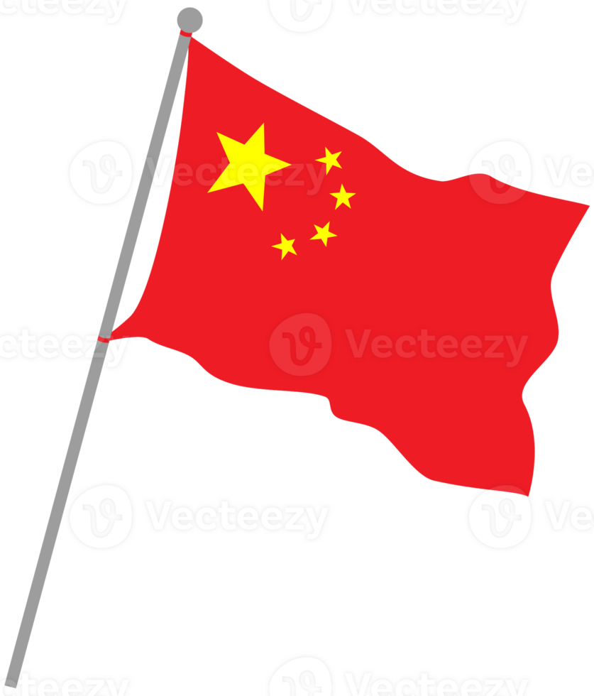 China flag in motion, hand-painted with bold brushstrokes and textured fabric finish png