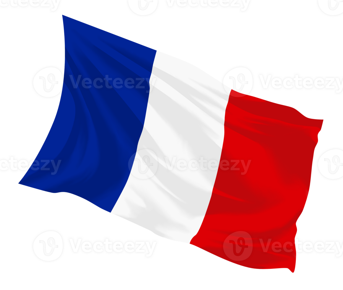 Waving France flag, hand-crafted with flowing brushstrokes and textured fabric finish png