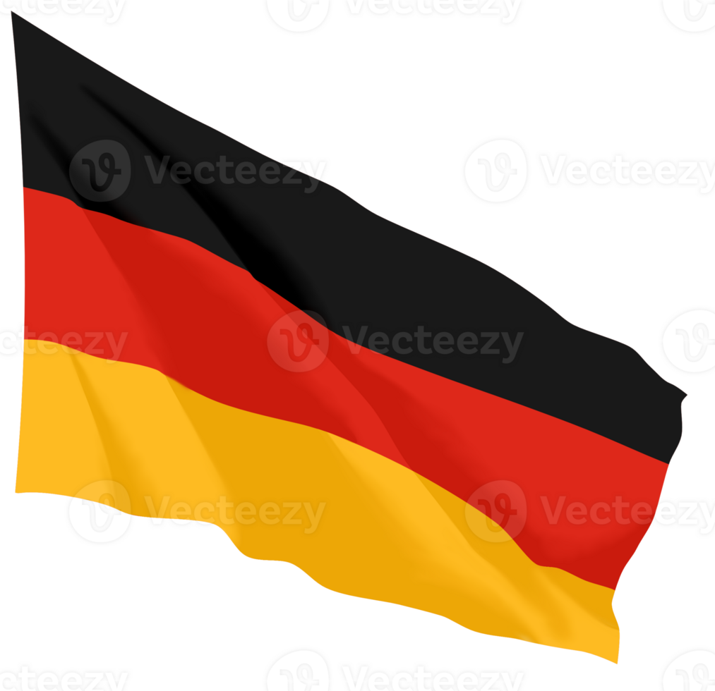Waving Germany flag, hand-painted with fluid brushstrokes and textured fabric effect png