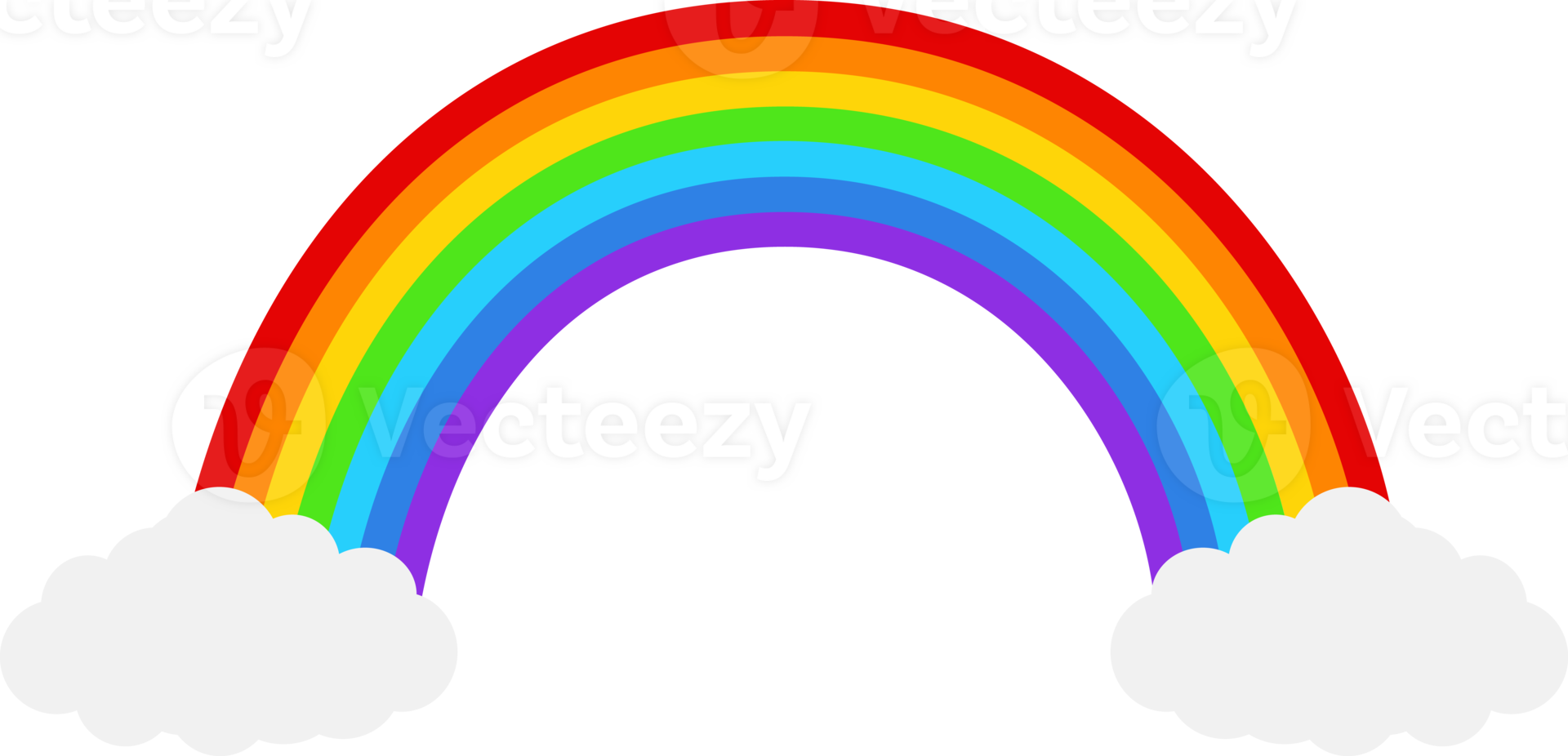 Rainbow arc with vibrant colors on fluffy cloud png