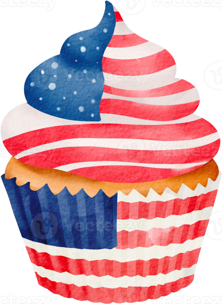 USA flag cupcake illustration png