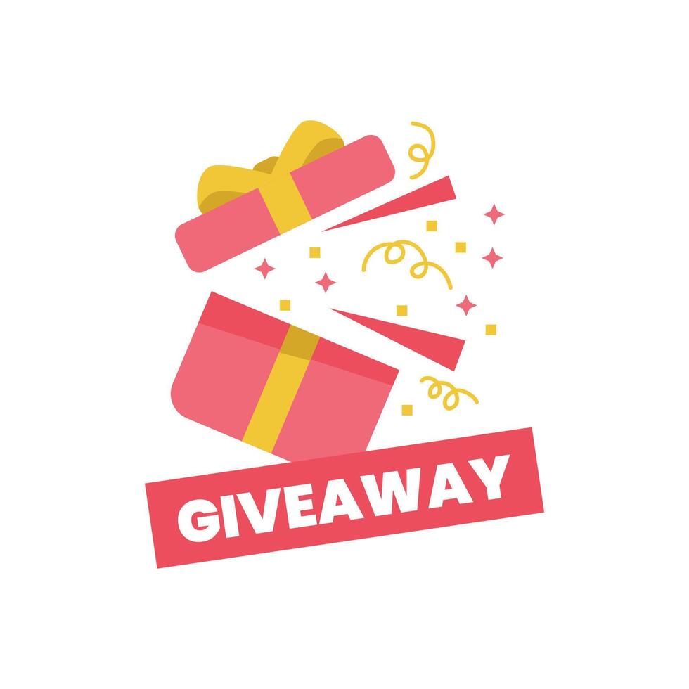 Giveaway icon with gift box and confetti vector
