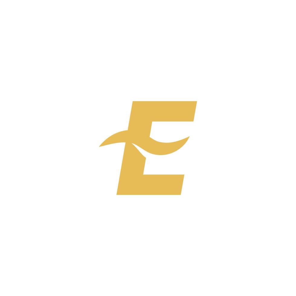 A golden eagle logo with the letter e vector