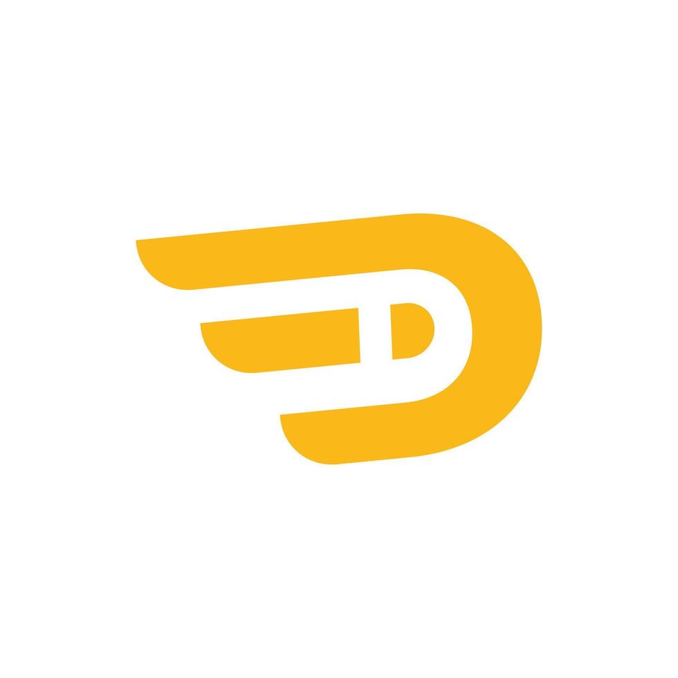 The letter d logo with a yellow wing vector