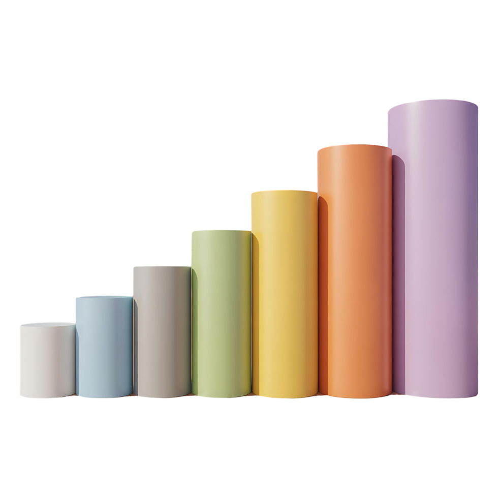 Colorful 3D Bar Chart Illustration Abstract Business Growth Concept png