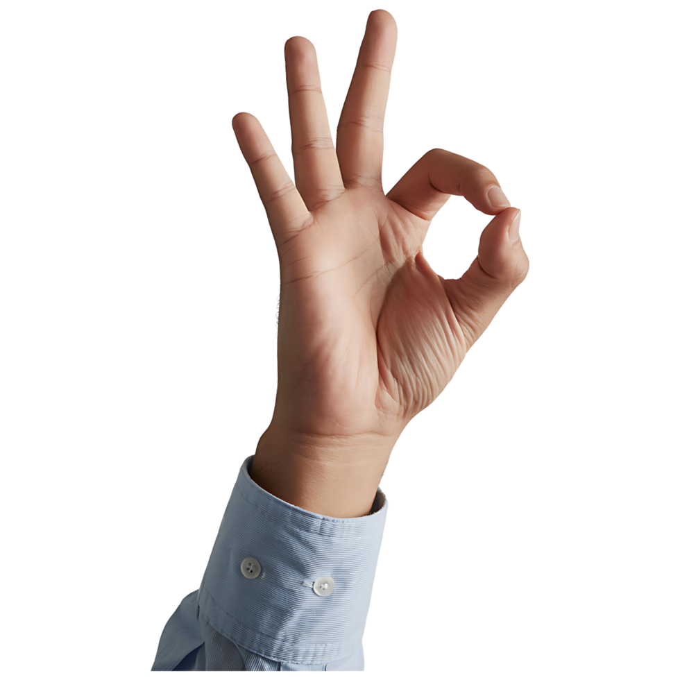 OK Hand Gesture on Transparent Background Approval Sign Stock Photo png