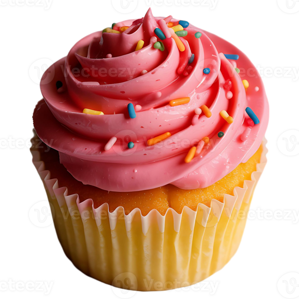 Cute Party Cupcake with Bright Icing Dessert Photo for Menus Marketing png