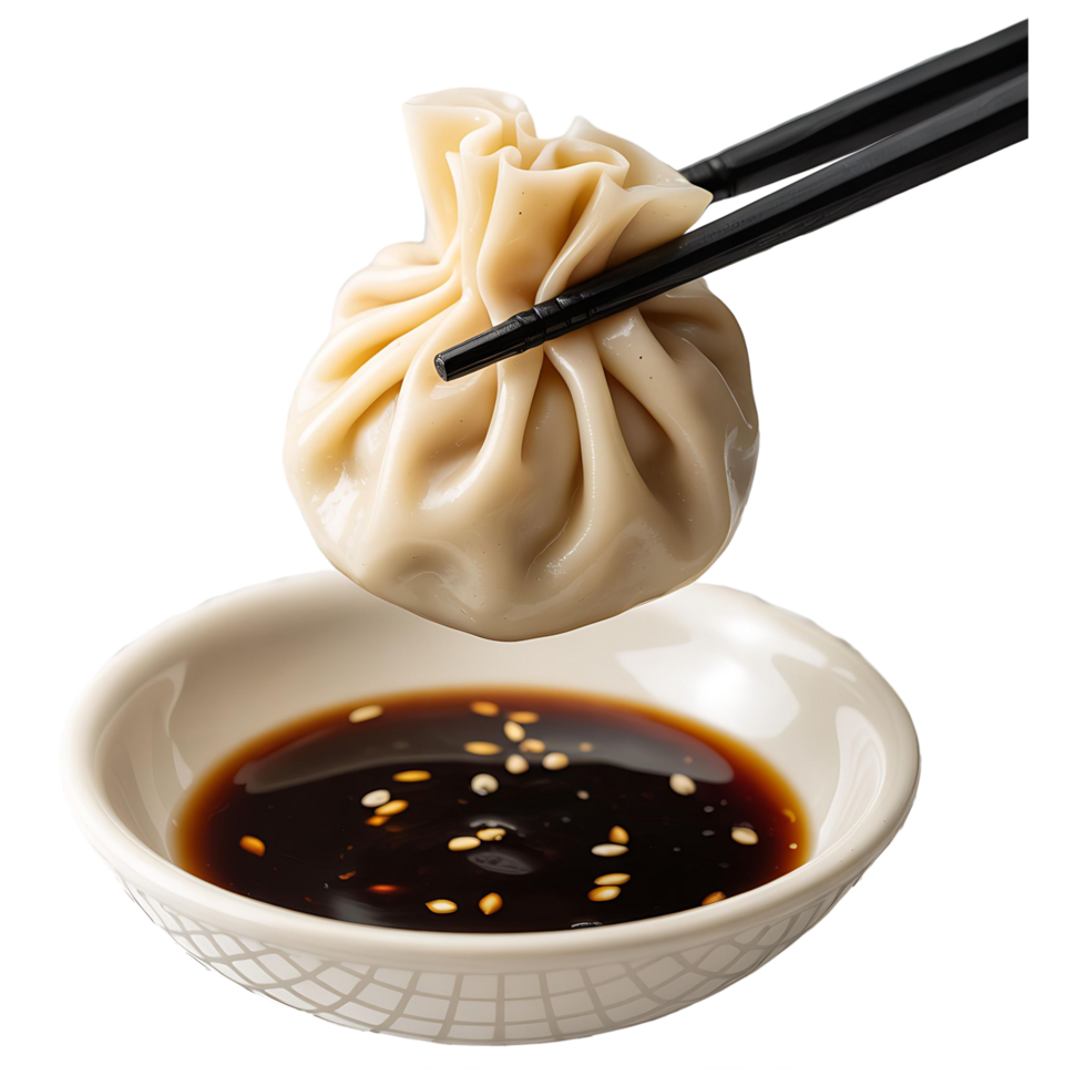 Traditional Dumpling with Soy Sauce Authentic Chinese Food Image png