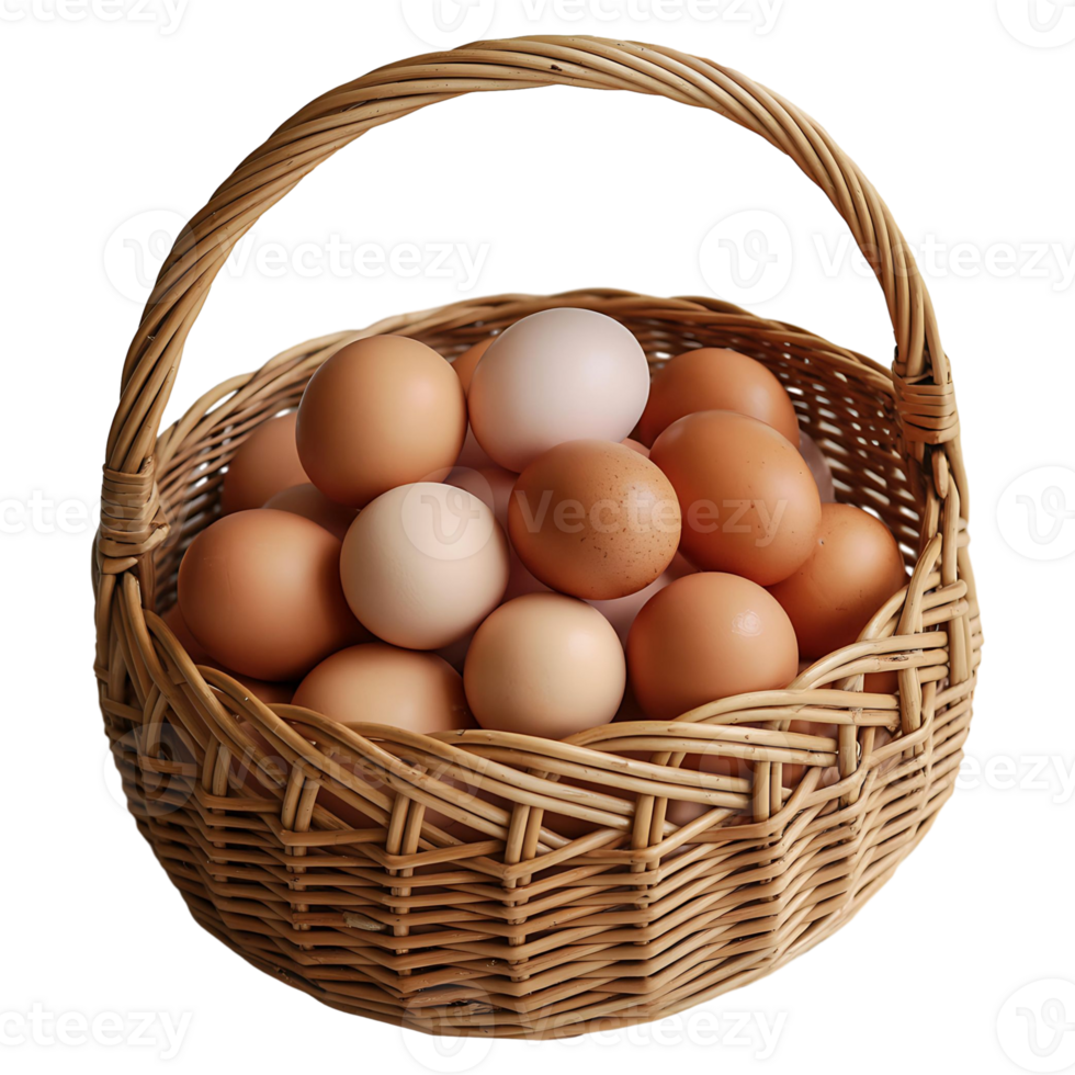 Egg Basket Full of Fresh Brown Eggs Rustic Kitchen Decoration png