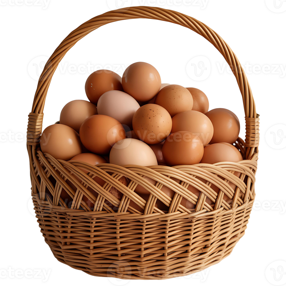 Organic Farm Eggs in Basket Healthy Natural Food Concept png