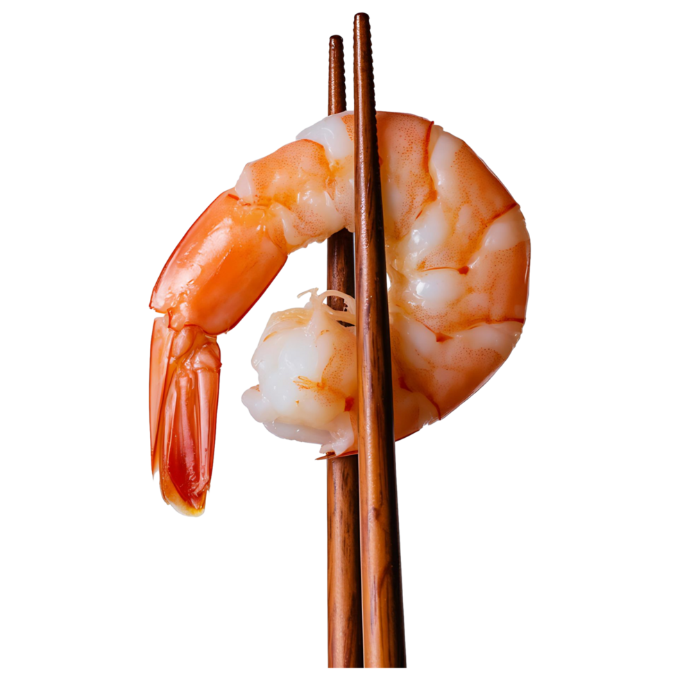 High-Resolution Shrimp Photo with Chopsticks Perfect for Asian Cuisine Ads png